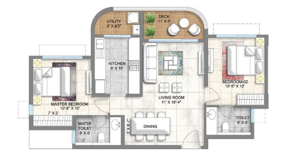 Lodha-Corinthia-Unit-Floor-Plan-2-BHK